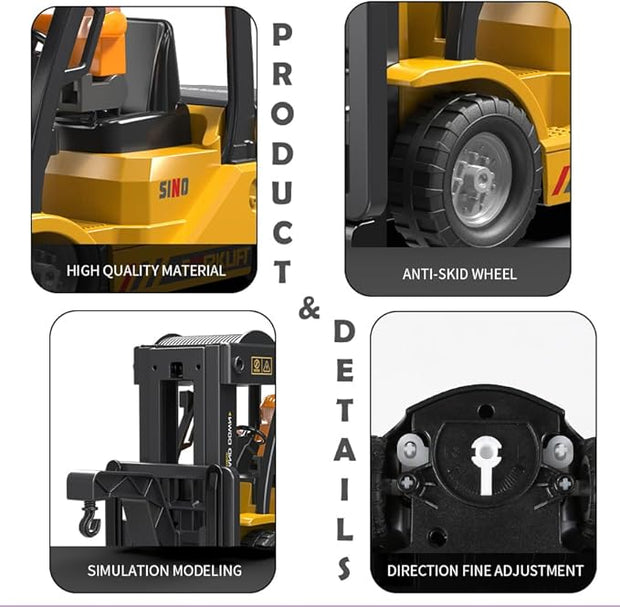 2-in-1 Remote Control Forklift & Crane Truck Toy with Lights & Sound – 6-Channel 2.4Ghz Functional RC Vehicle for Ages 3+