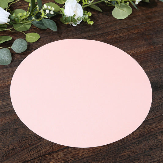 50 Pack 13" Round Disposable Paper Placemats – Pink Cardboard Dining Table Mats, 120 GSM
