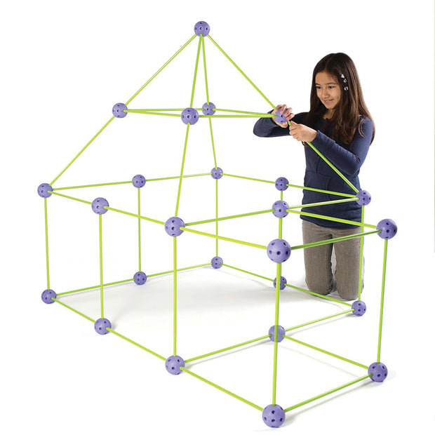 Crazy Forts – 69-Piece DIY Indoor/Outdoor Fort Building Toy Set | STEAM Creative Construction Kit